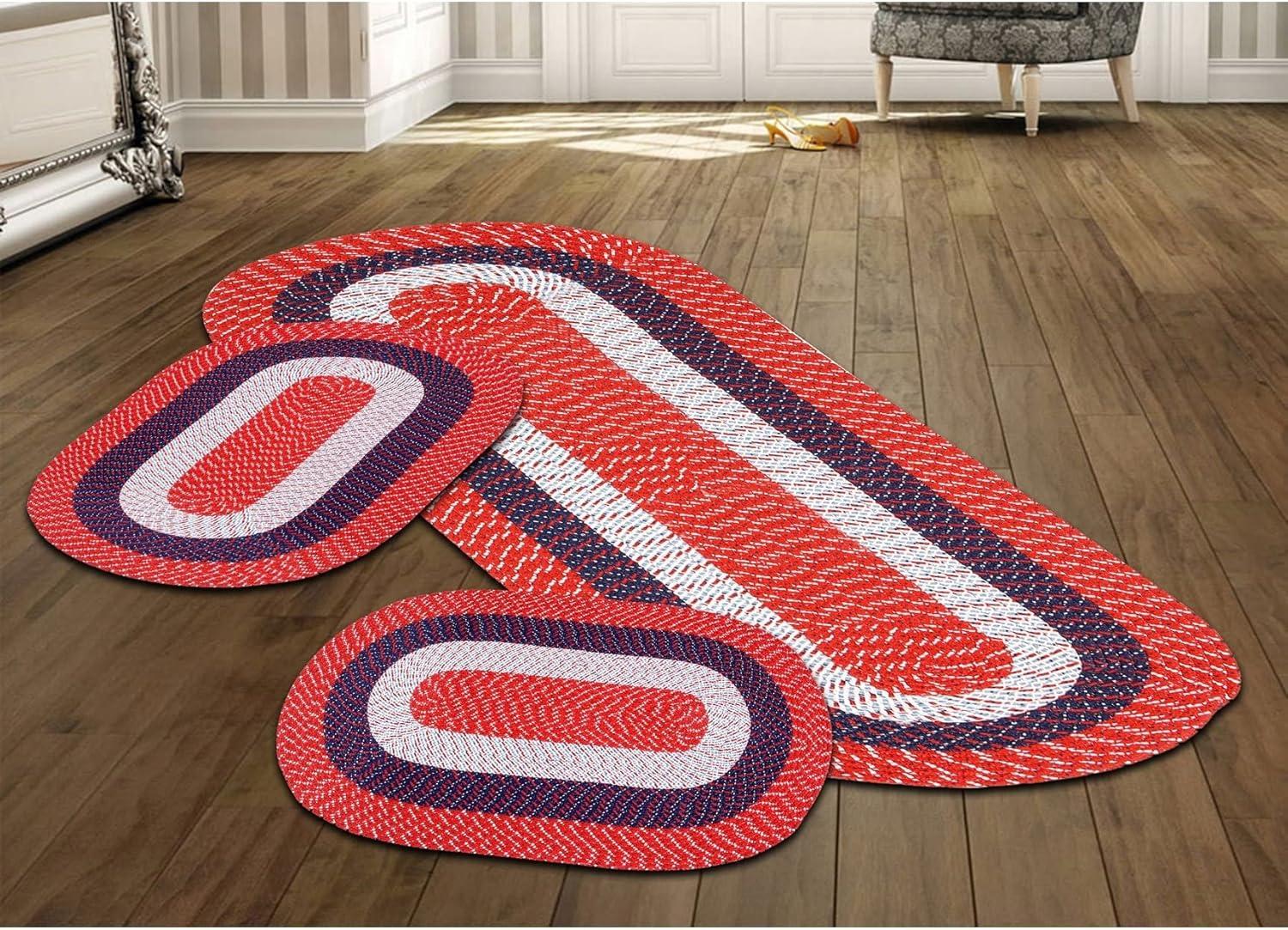 Hunter Stripe Braided Reversible Rug Set in Sophisticated Tones