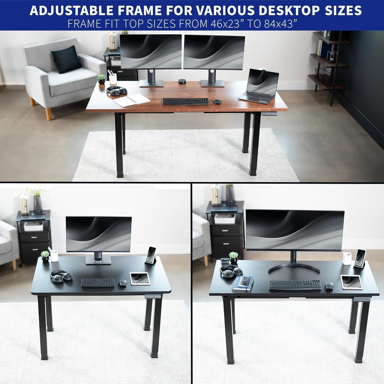 VIVO Black Electric Dual-Motor Height Adjustable 4-Leg Standing Desk Frame