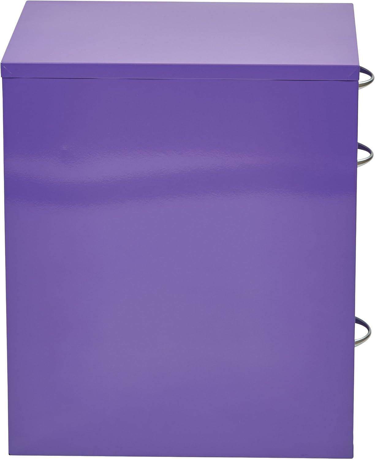 Purple Heavy-Duty Metal 3-Drawer Lockable File Cabinet