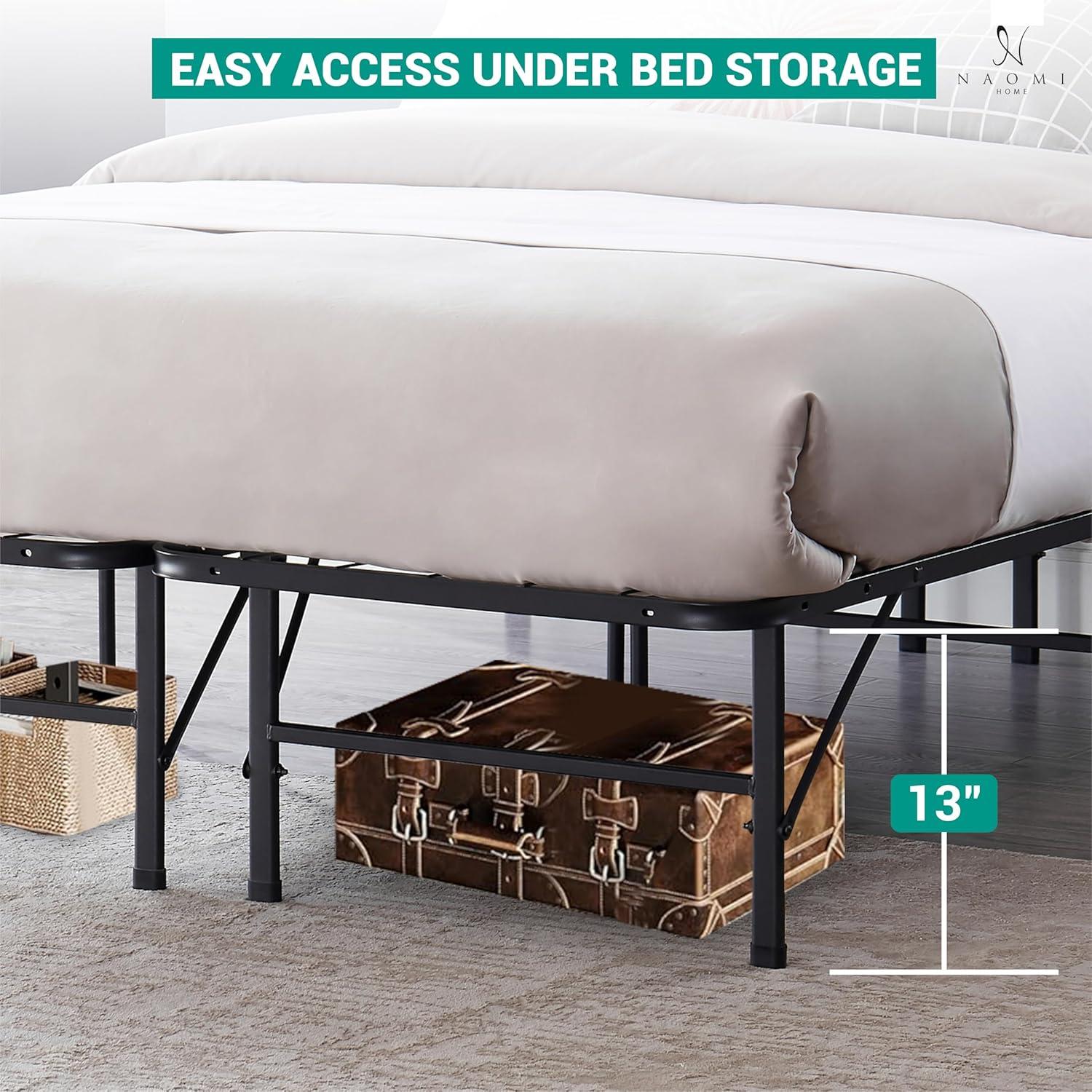Alwyn Home Muscoy 14" Foldable Steel Bed Frame, No Box Spring Needed, Underbed Storage , Easy Assembly