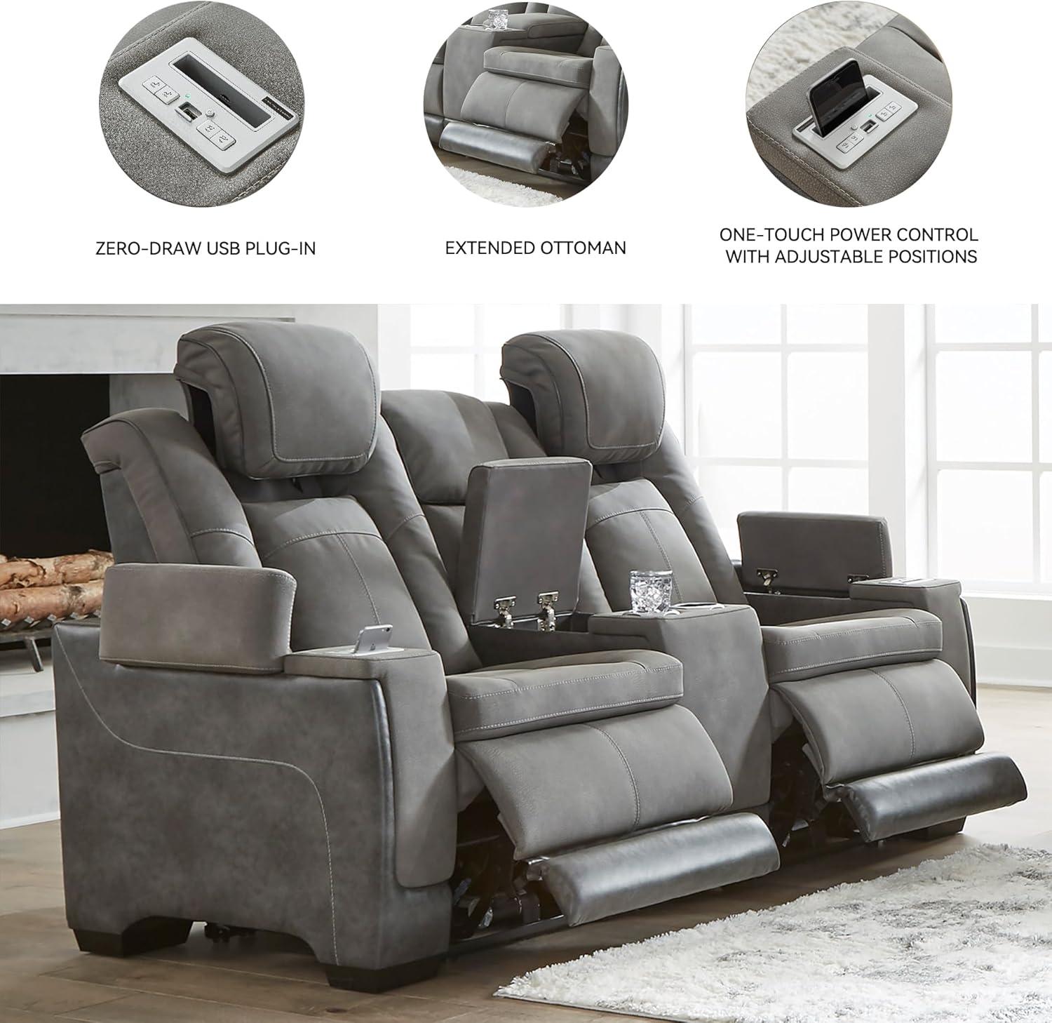 Signature Design by Ashley Next-Gen DuraPella Contemporary Power Reclining Loveseat with Adjustable Headrest