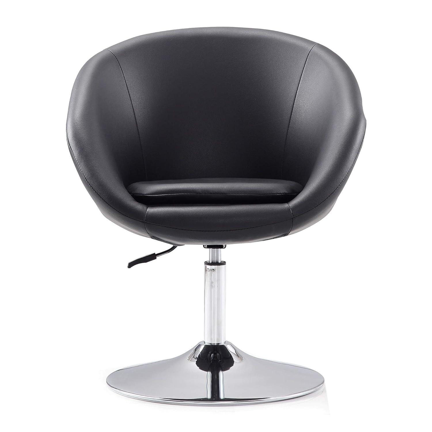 Hopper Black and Polished Chrome Faux Leather Adjustable Height Chair