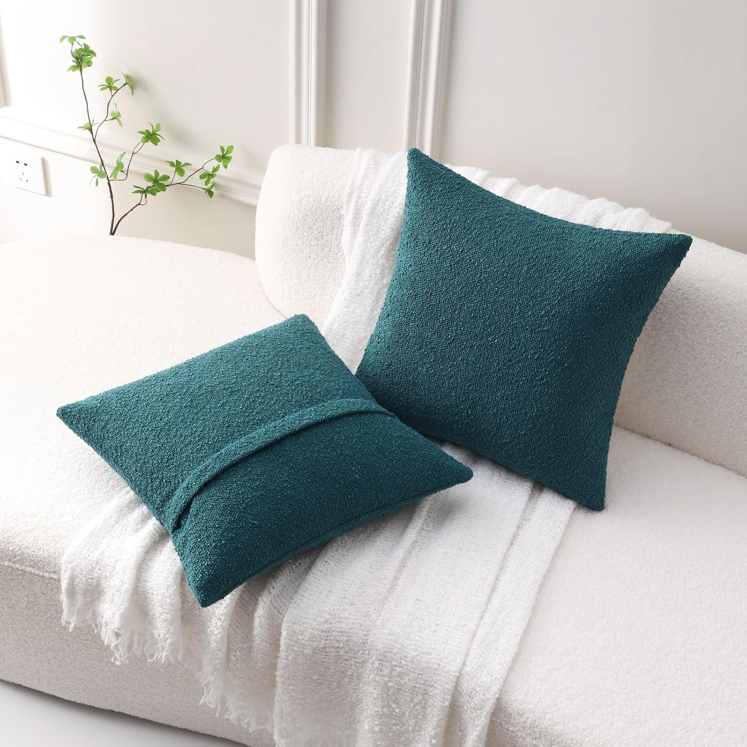 Teal Chenille 18x18 Euro Pillow Covers, Pack of 2