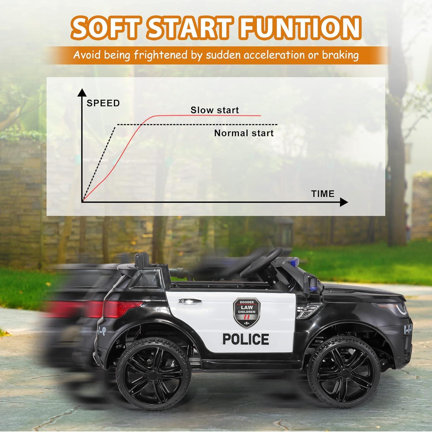 12V Black Police SUV Ride-On Car with Remote Control