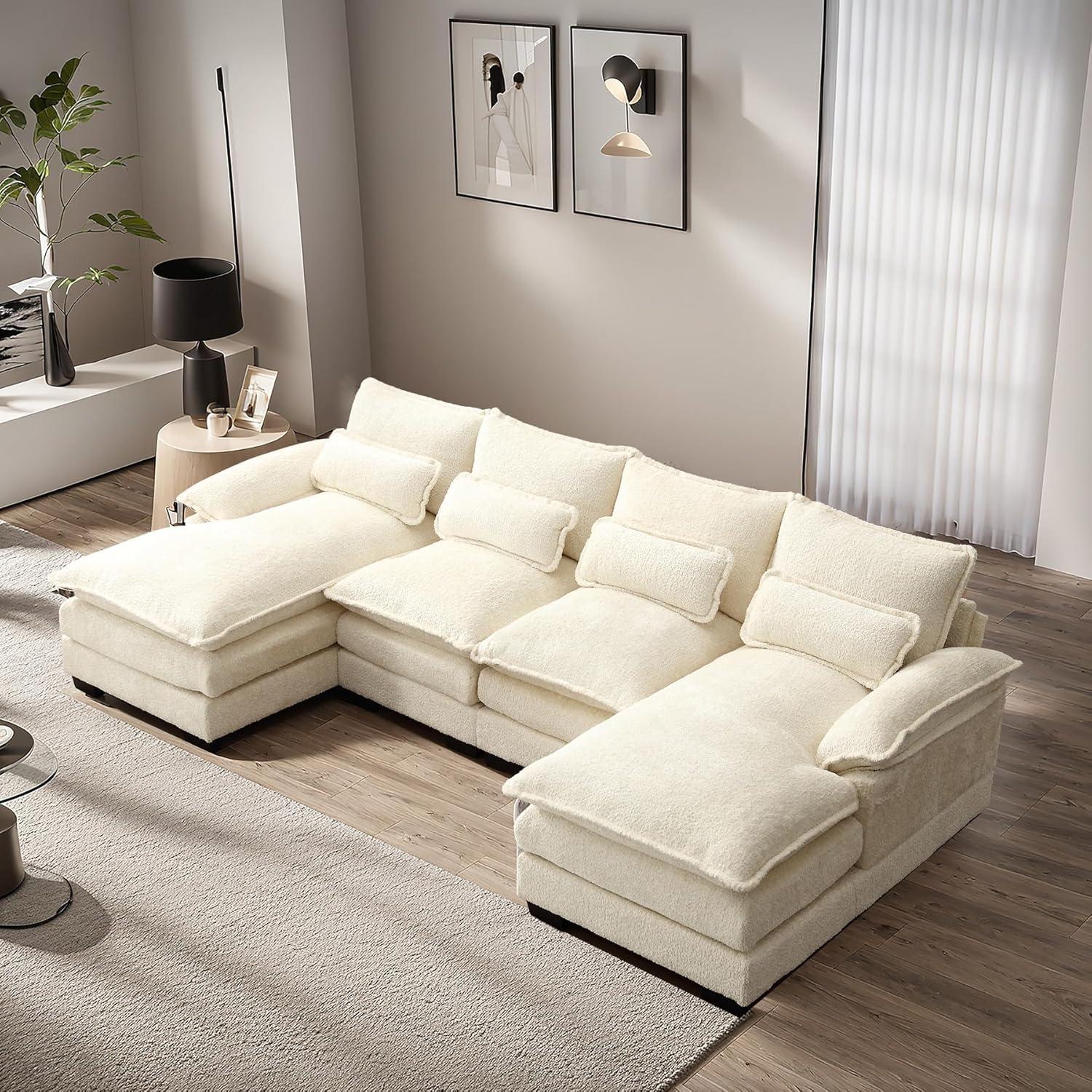 Latitude Run® Millan U Shape Sectional Sofa Cloud Couch, 110" Modern Chenille Comfy Modular Sofa