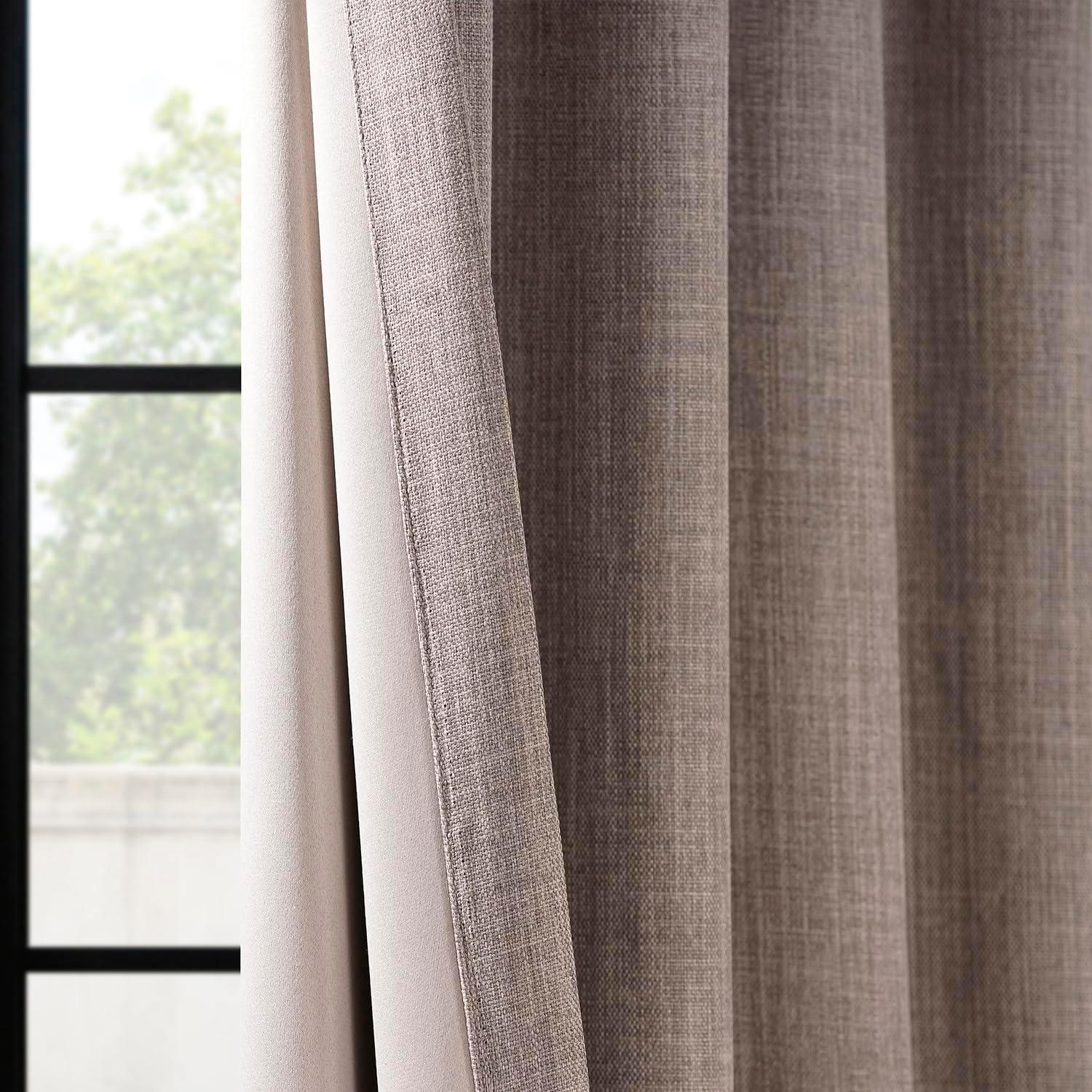HPD Half Price Drapes Mink Extra Wide Faux Linen Room Darkening Curtains for Bedroom & Living Room Curtains (1 Panel), Door & Window Curtains 84 inch length, Rod Pocket Curtains & drapes, 50W X 108L