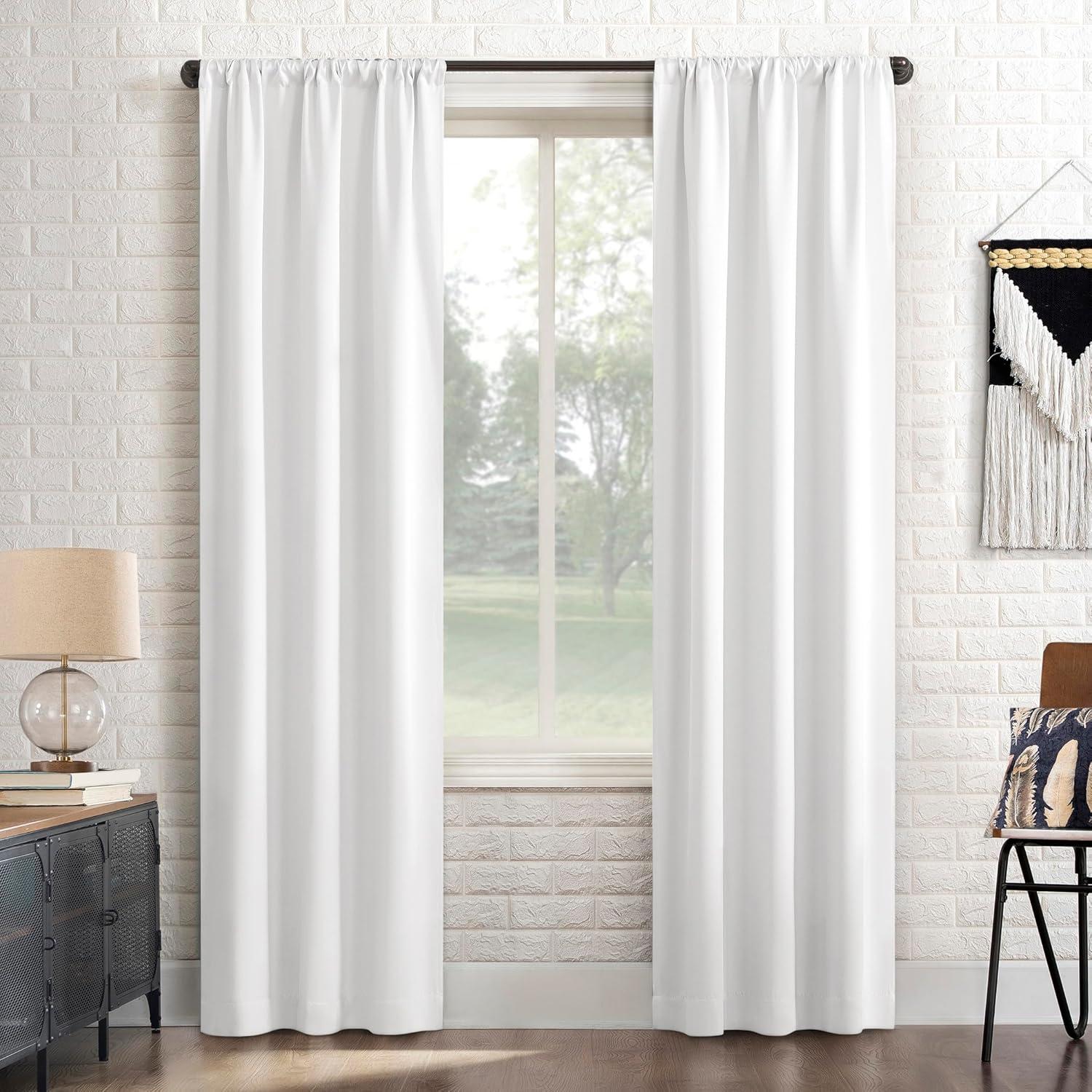 40"x63" Sun Zero Blackout Bergen Rod Pocket Curtain Panel White: Energy Efficient, Noise Reduction, Thermal Insulated