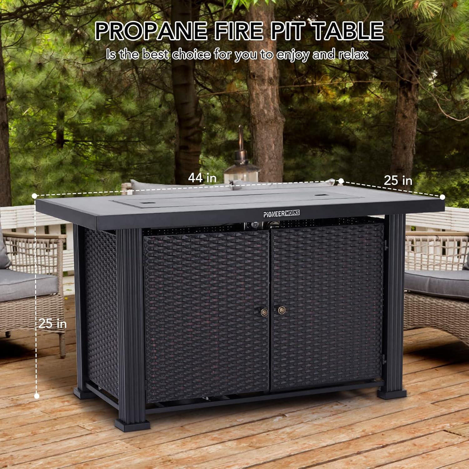 44-Inch Black and Slate Gas Fire Pit Table