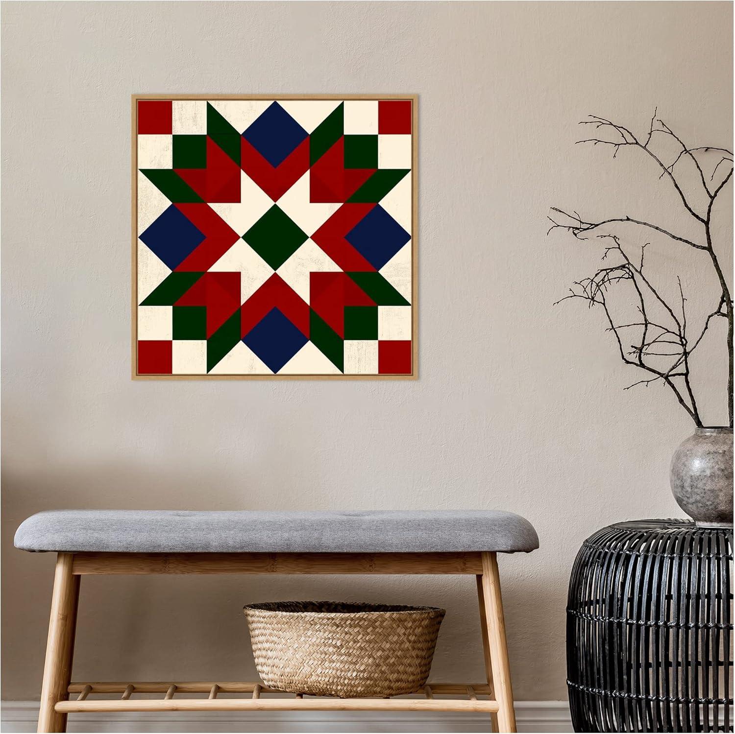 Amanti Art Christmas Barn Quilt IV by Victoria Barnes Framed Canvas Wall Art