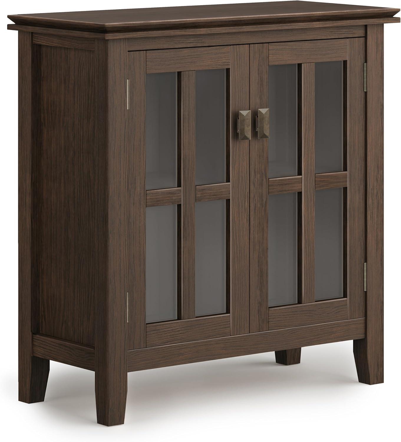 Simpli Home Artisan SOLID WOOD 30" Wide Contemporary Low Storage Cabinet in Farmhouse Brown