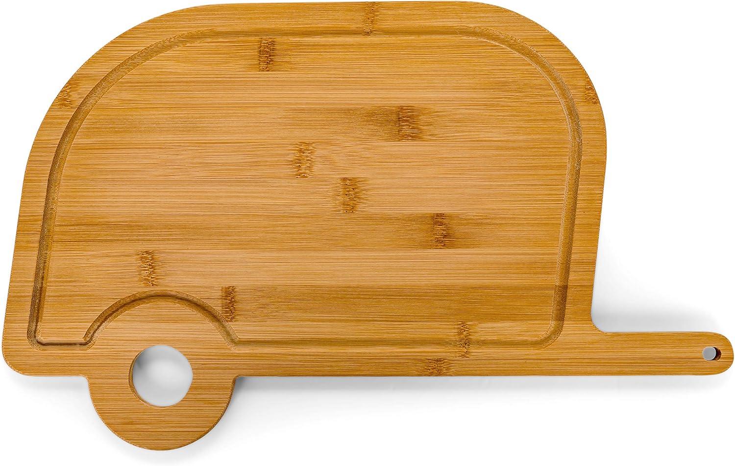 Camco Life Is Better at the Campsite Camper/RV Shaped Cutting Board | 17.25" (H) x 10.10" (W), Bamboo, Brown (53089)