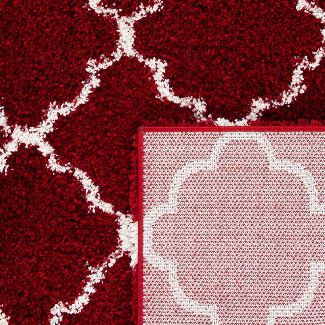 Hudson Shag SGH280 Power Loomed Indoor Area Rug - Red/Ivory - 7' Round - Safavieh