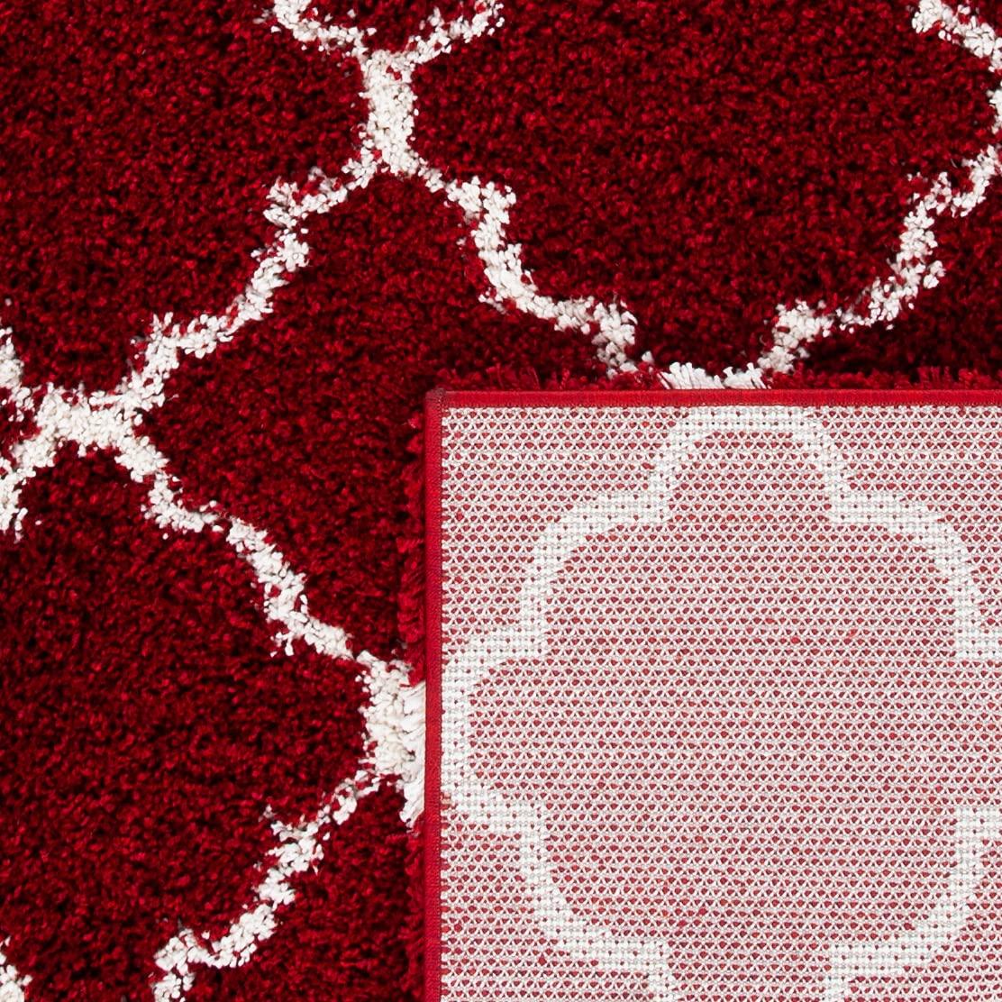 Hudson Shag SGH280 Power Loomed Indoor Area Rug - Red/Ivory - 7' Round - Safavieh