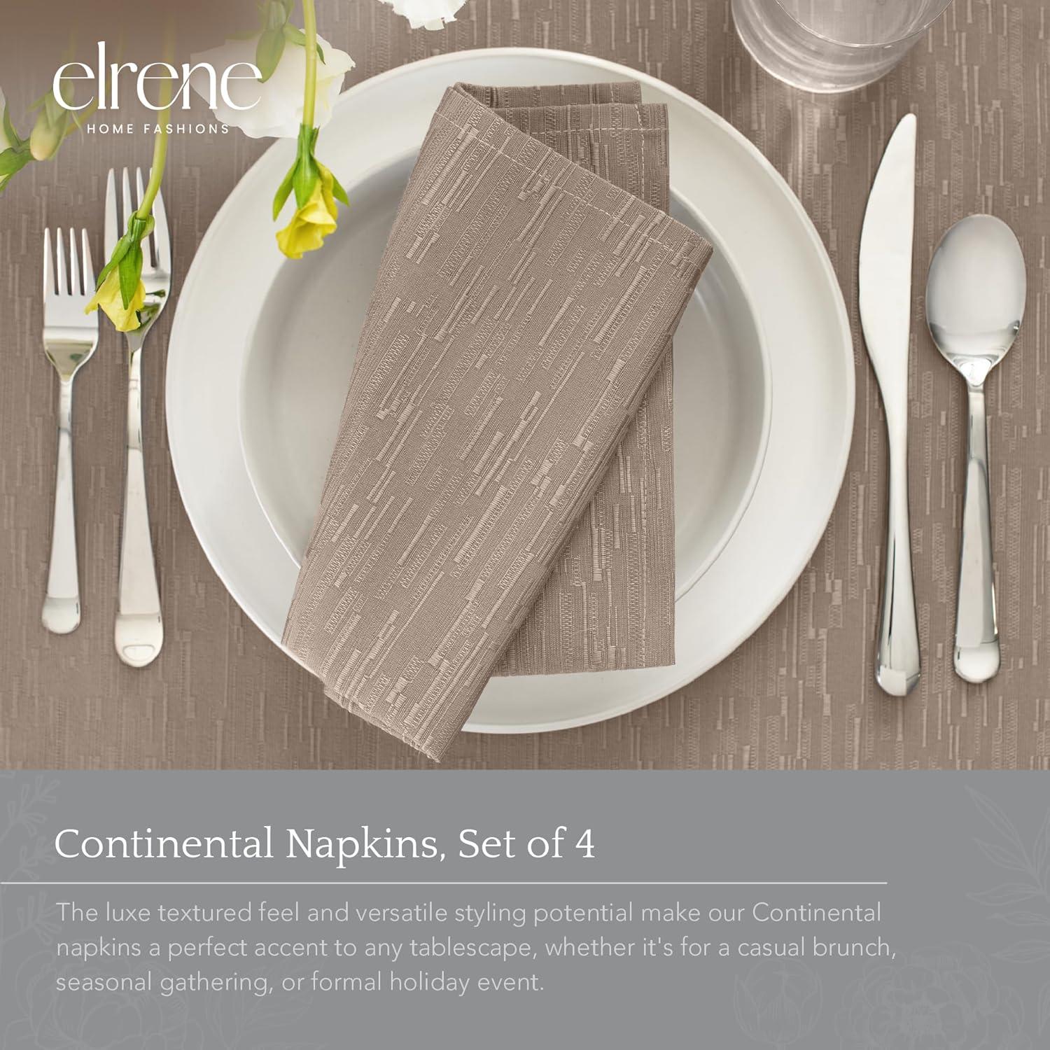 Continental Solid Texture Water and Stain Resistant Napkins, Set of 4 - 17" x 17" - Taupe - Elrene Home Fashions
