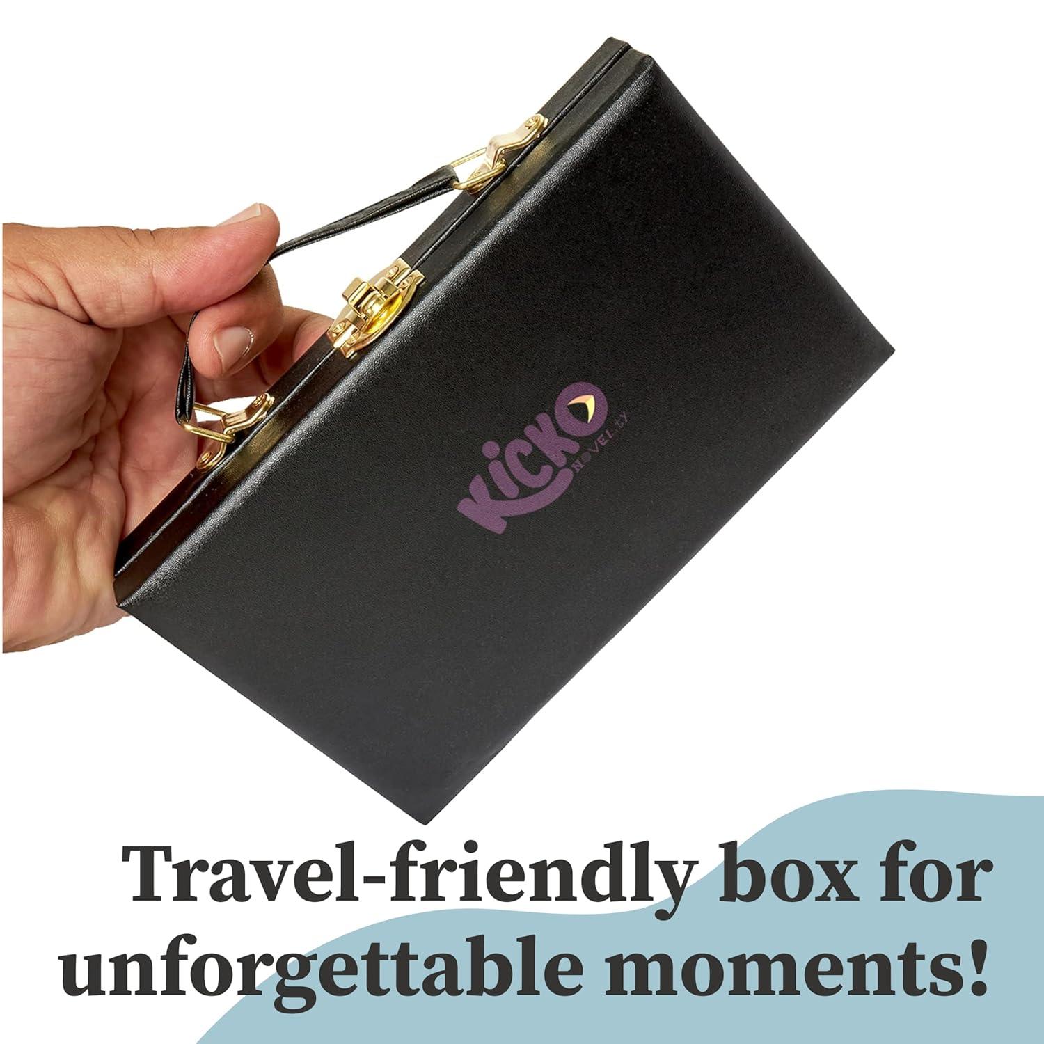 Leyeet Premium Classic Domino Set - Jumbo - Double Six - 28 Thick Pieces in Durable Wooden Vegan Leather Box for Boys, Girls, Adults, Kids Party Favors and Game Night Use - Up to 2-4 Players