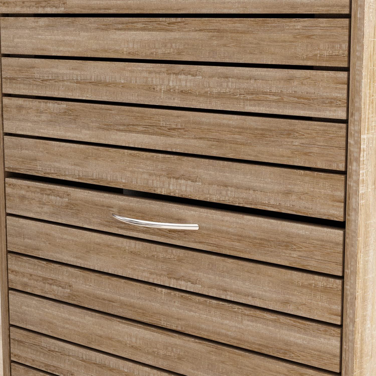 Homsee 3-Drawer Shoe Storage Cabinet with Louver Doors, 3-Tier Wood Shoe Rack Storage Organizer for Entryway, Brown (22.4”L x 9.4”W x 42.3”H)