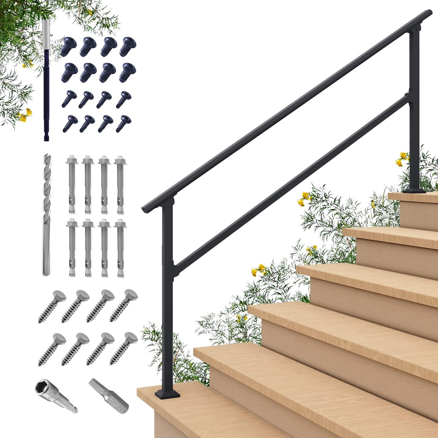 CR Home Hand Rails for Outdoor Steps for Porch, Deck, & Balcony Railing