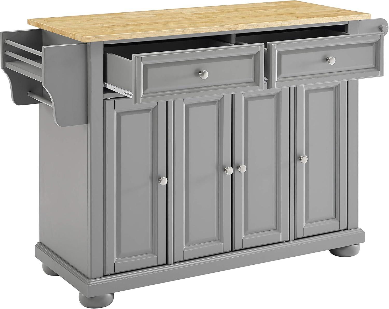 Alexandria Kitchen Island with Wood Top Vintage Gray/Natural - Crosley