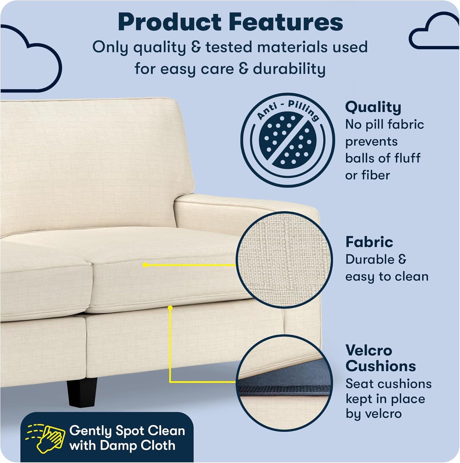 Serta Palisades 73" Track Arm Sofa, Easy Care Fabric, Soft Pillow Back, Pocket Coil Seat Cushions