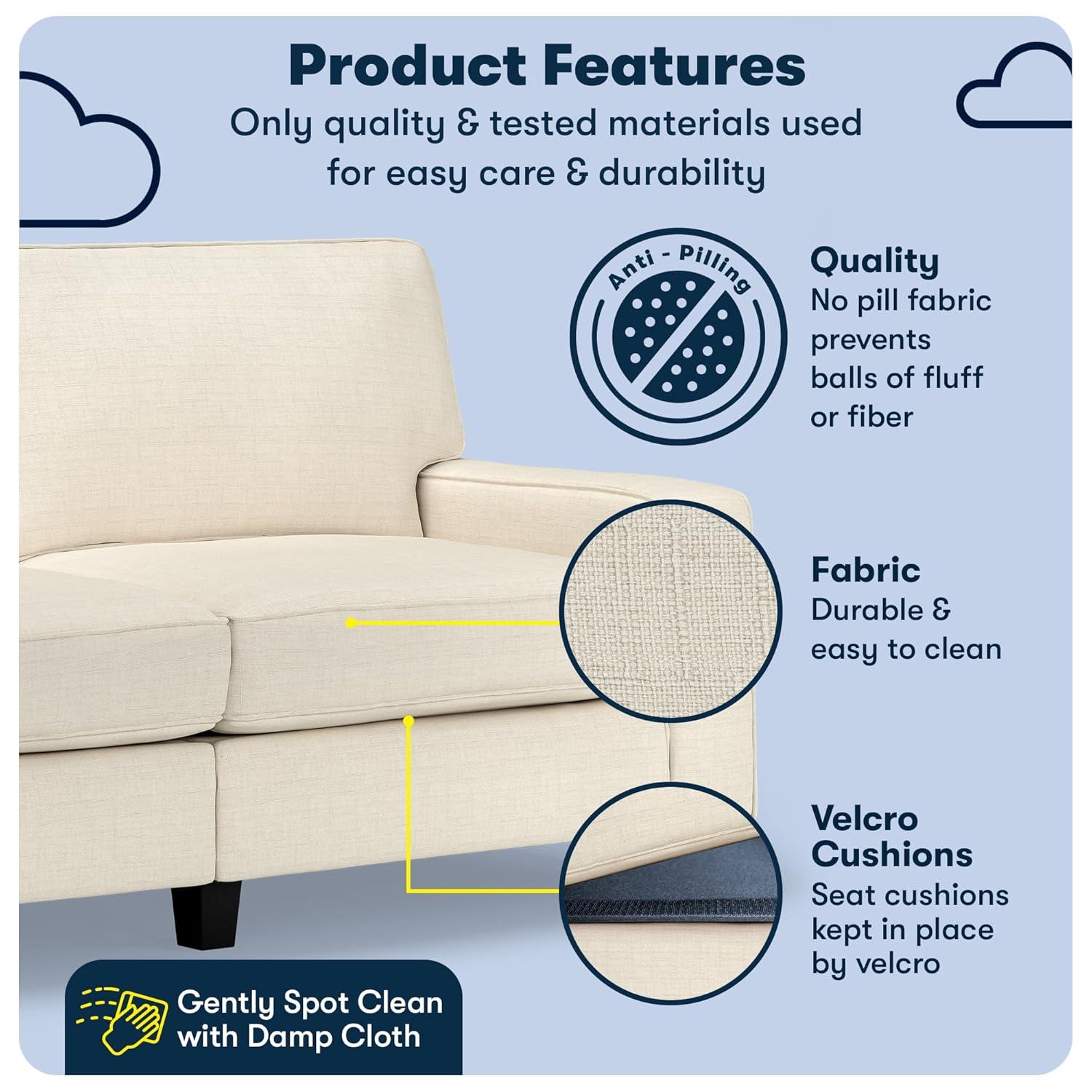 Serta Palisades 73" Track Arm Sofa, Easy Care Fabric, Soft Pillow Back, Pocket Coil Seat Cushions