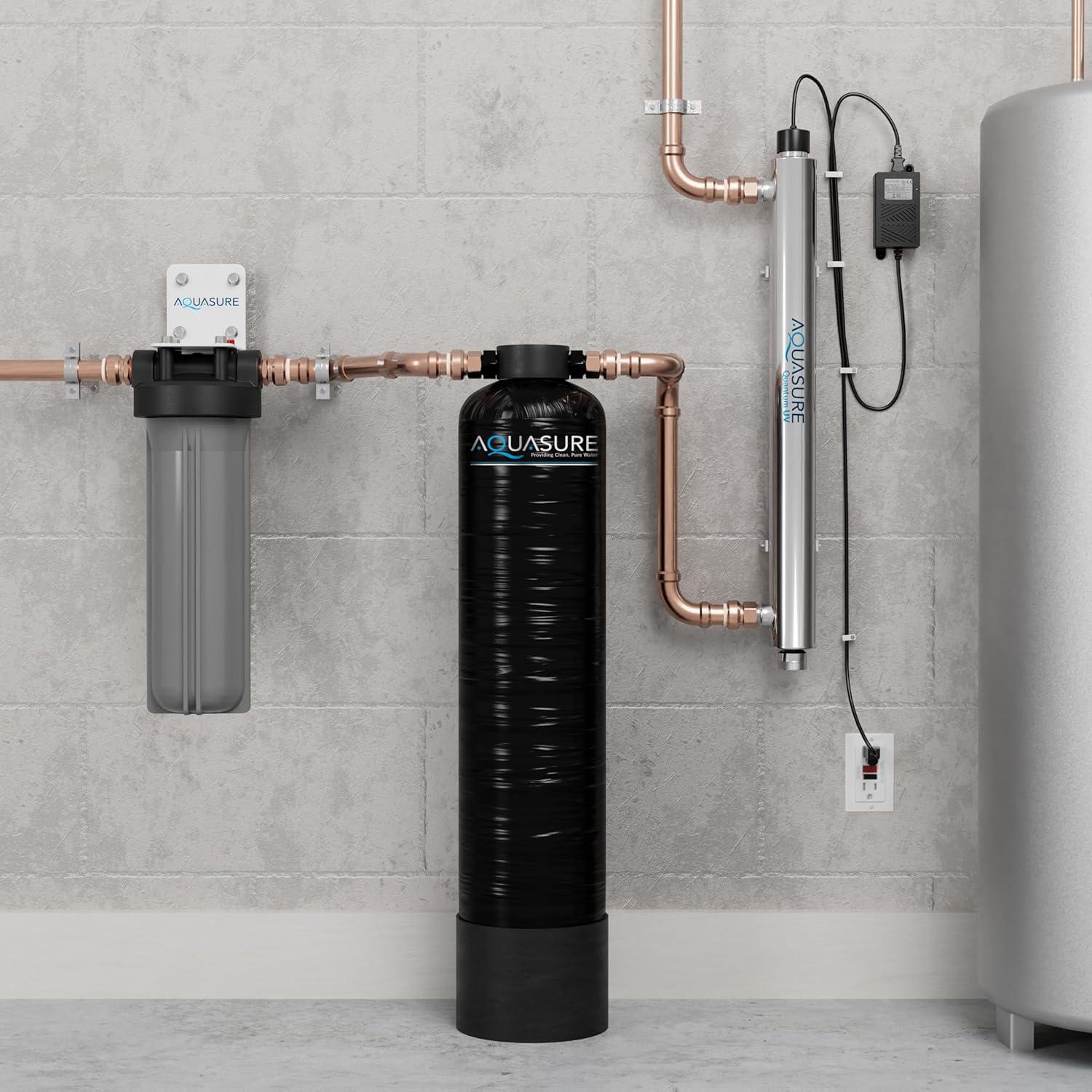 Aquasure 800K Gallons Whole House Salt-Free Water Conditioning/Descaler System with Triple Purpose Pre-Filter and 8 GPM UV Sterilizer