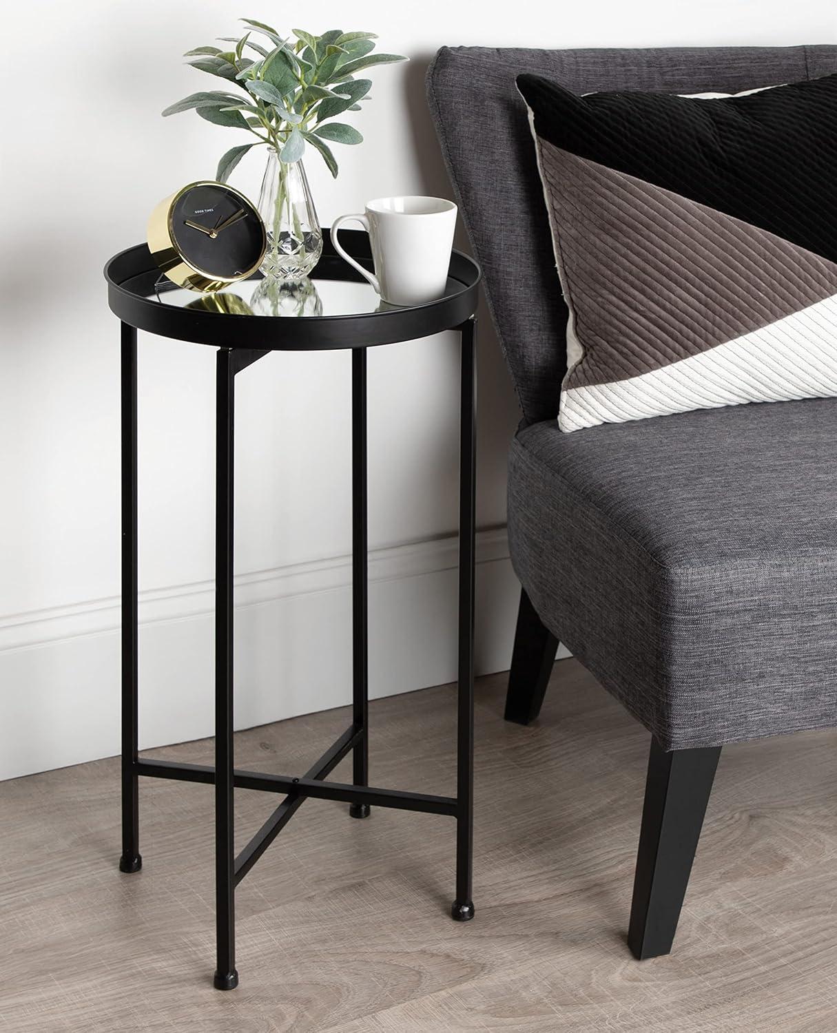 Kate and Laurel Celia Round Metal Foldable Tray Accent Table