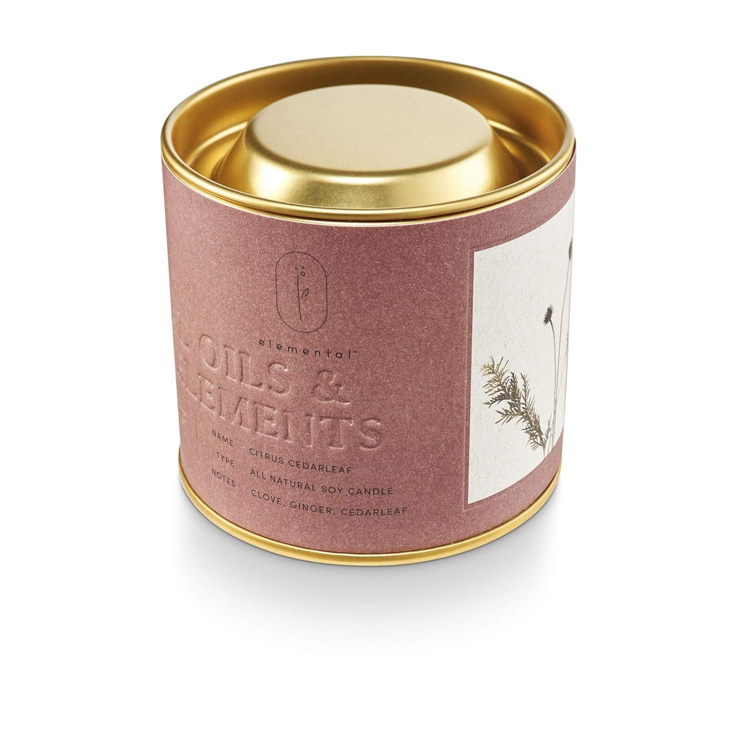 ILLUME Elemental Collection, Citrus Cedarleaf Natural Tin, 8.5oz Candle, 8.5 oz, Red