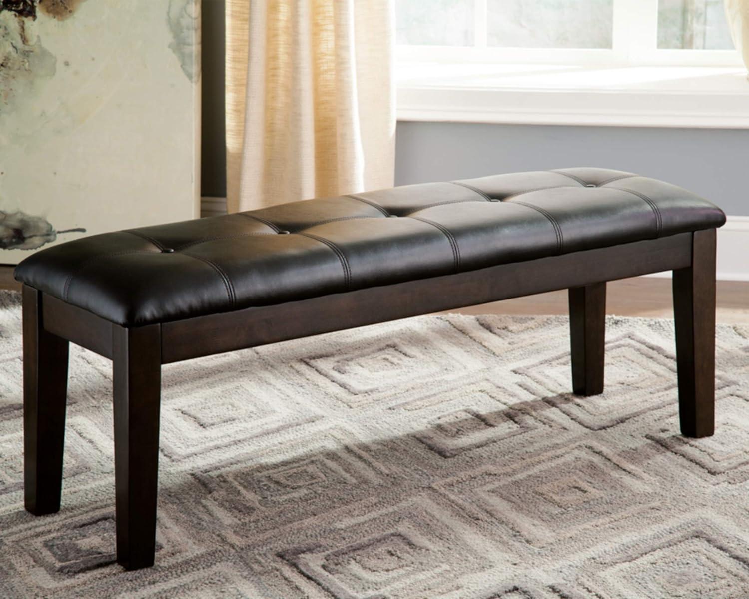 Haddigan Transitional 50" Dark Brown Tufted Faux Leather Bench