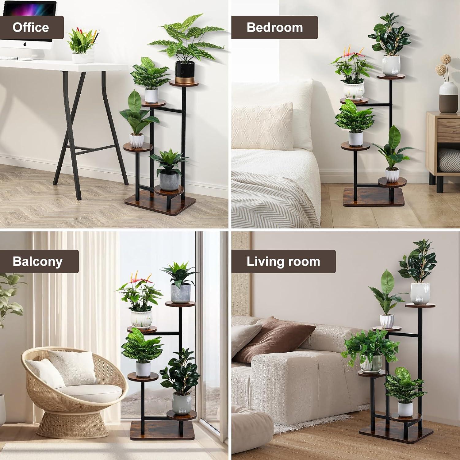 4 Tier Plant Stand Indoor,Tiered Plant Stands For Indoor Multiple Plants,Tiered Planter Shelf Rack Iron Potted Flower Pot Holder Stands For Patio, Garden, Corner, Balcony, Living Room