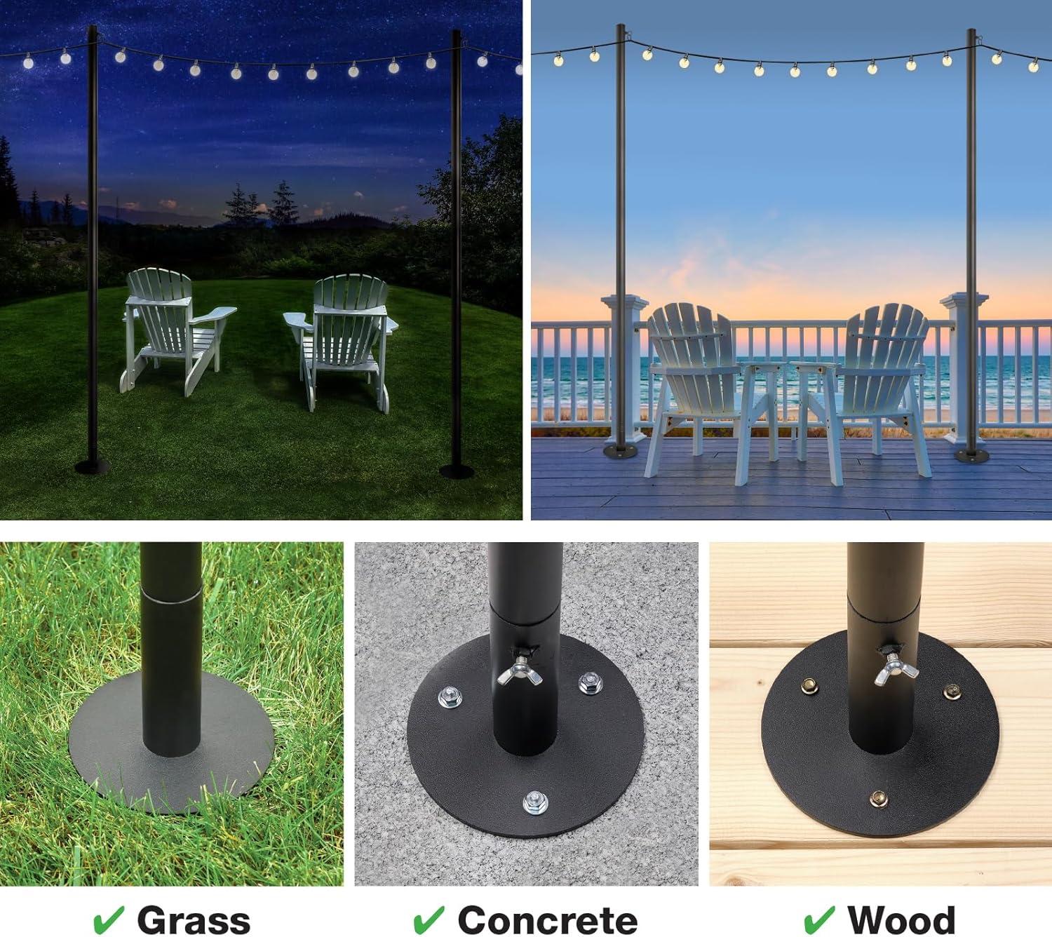 Bistro String Light Poles & 50ft of String Lights