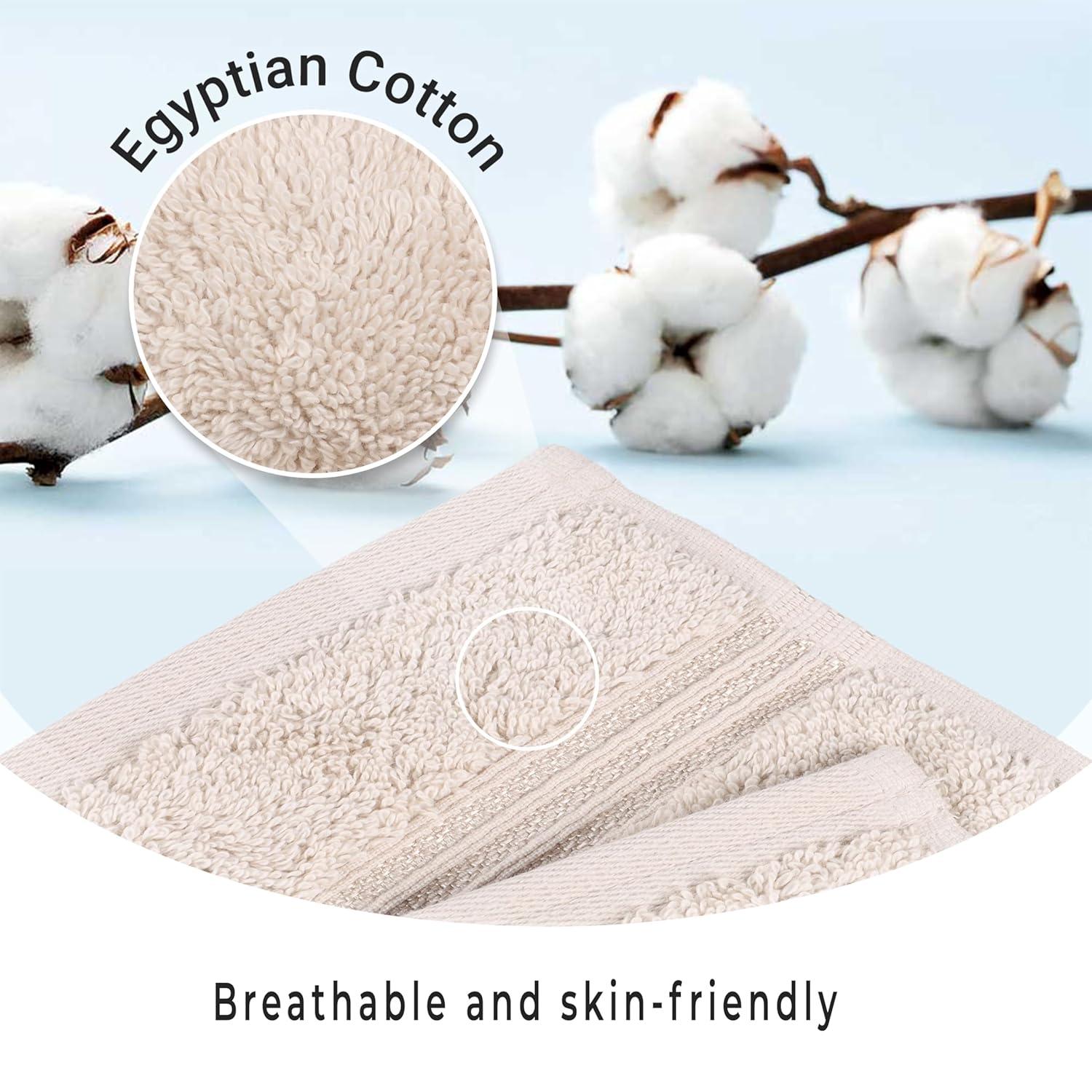 Superior Egyptian Cotton Hand Towel Set, Small Towels for Home Bathroom, Master, Guest Bath, Decor Essentials, Quick Dry, Absorbent, Kitchen, Spa, Hotel, Resort, Adult, Kids, Set of 8, Stone