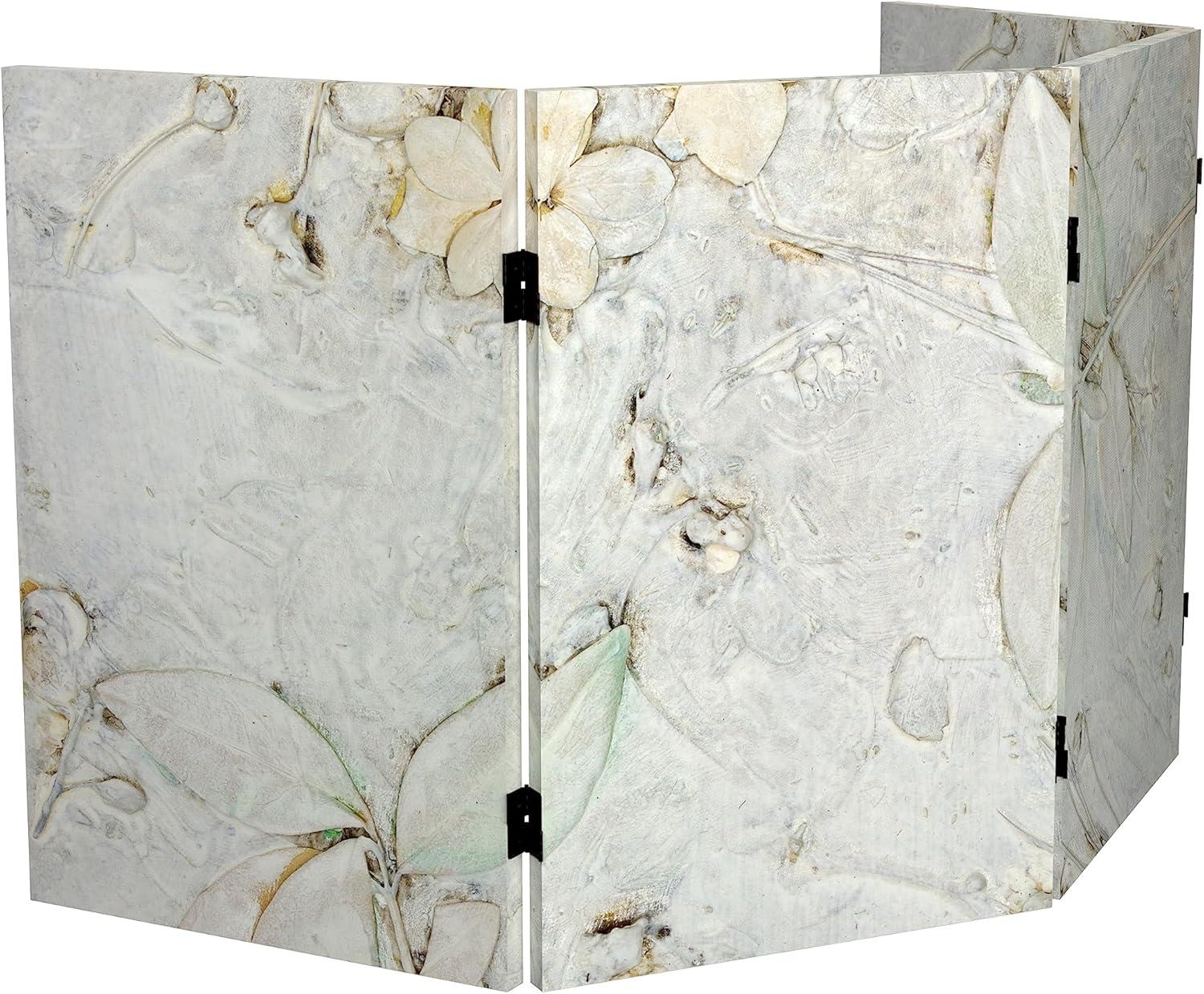 Red Lantern 2 ft. Short Double Sided Ivory Flowers Canvas Folding Screen 4 Panel Freestanding Partition and Separator for Modern and Contemporary Bedroom, Home Office, Studio, Dorm, Apartment
