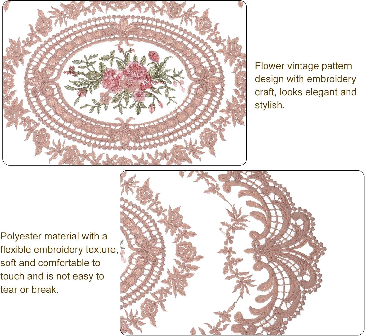 Dusty Rose Oval Lace Polyester Crochet Doilies Set