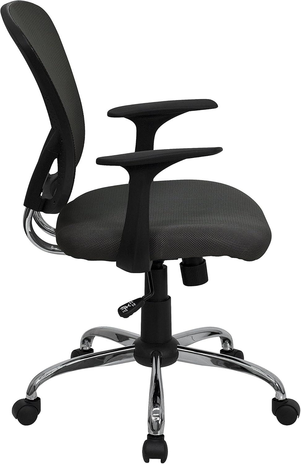 Modern Dark Gray Mesh Swivel Task Chair with Chrome Base