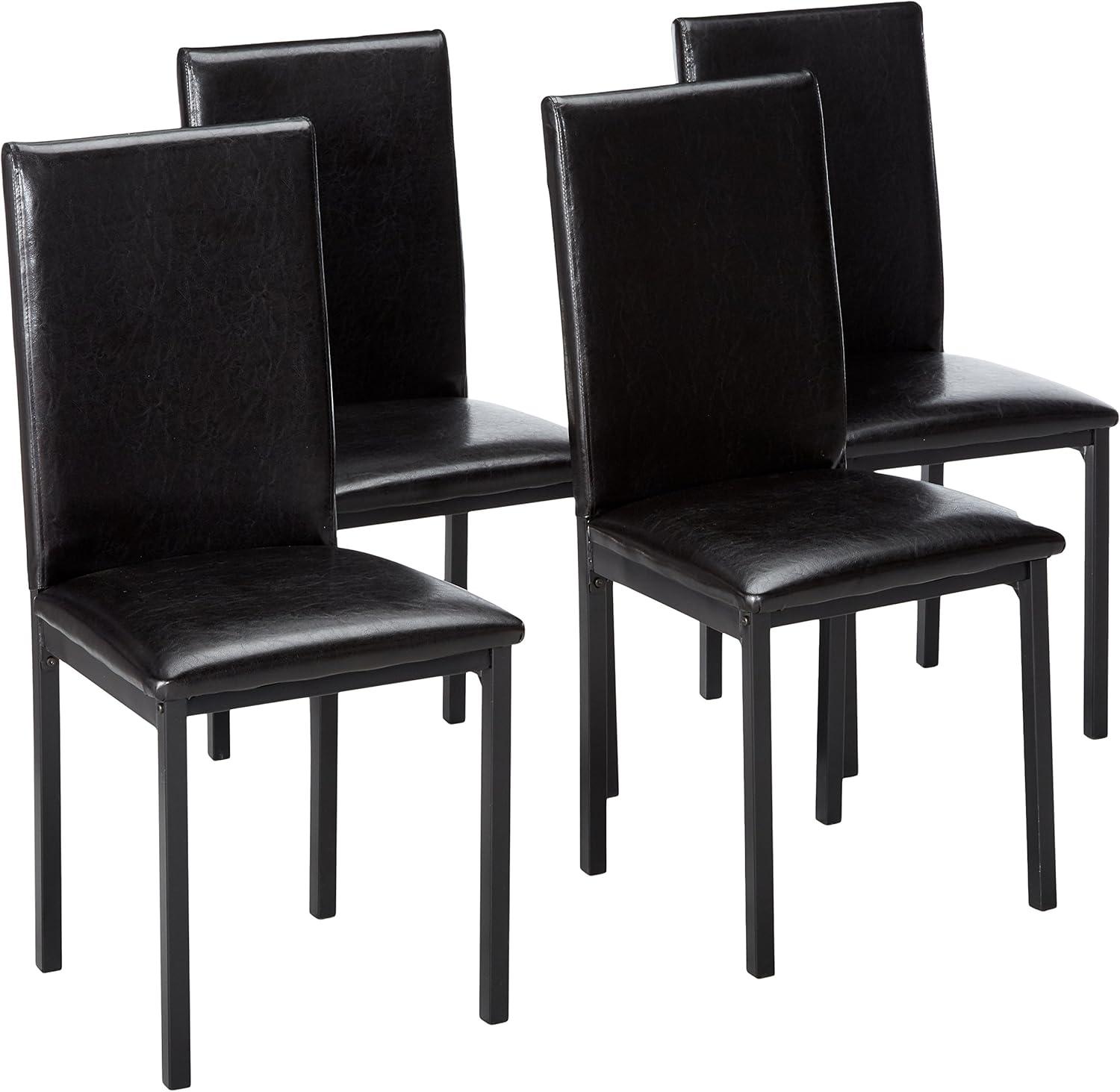 Sleek Contemporary Black Faux Leather Upholstered Dining Chair Set