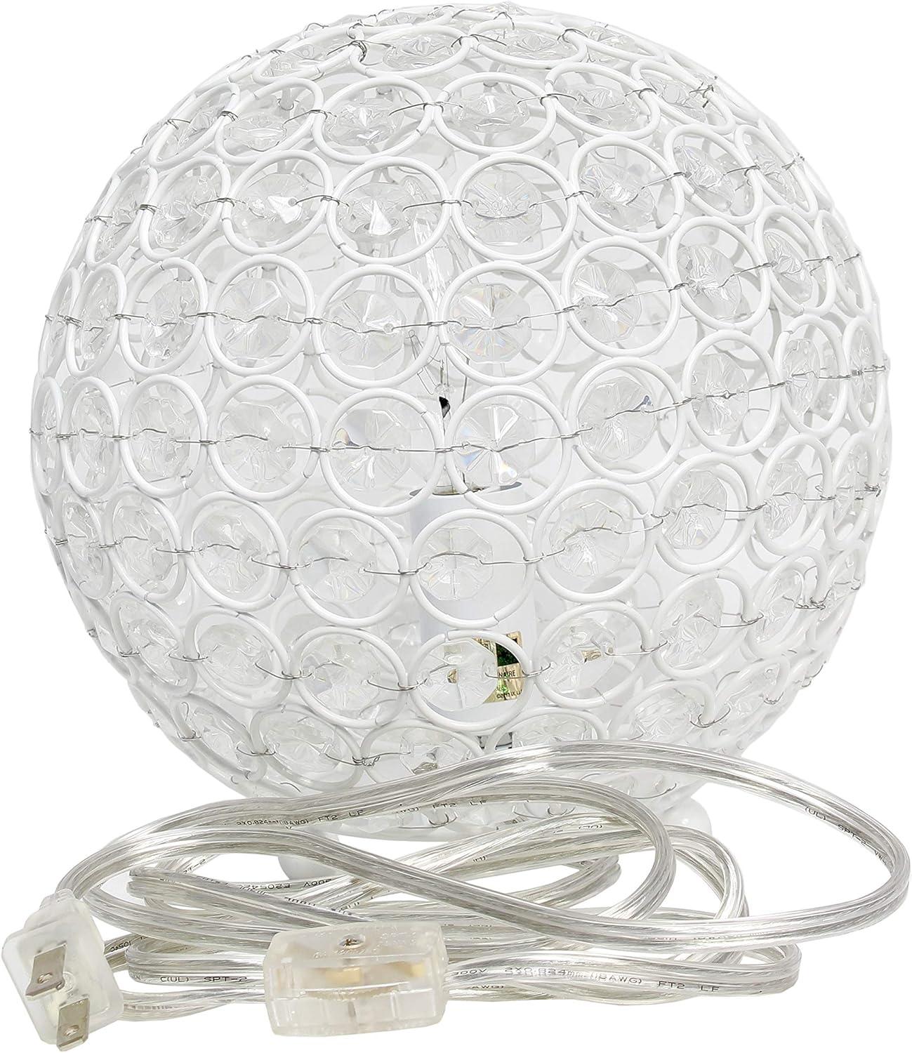 White Crystal Sequin Table Lamp for Kids Nursery