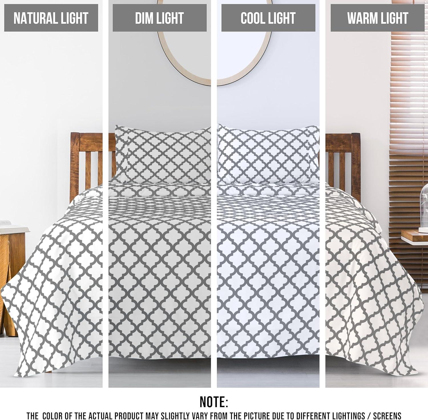 Lux Decor Collection Twin XL Bed Sheets - Premier 1800 Microfiber Deep Pocket Easy Care Sheets Set - White