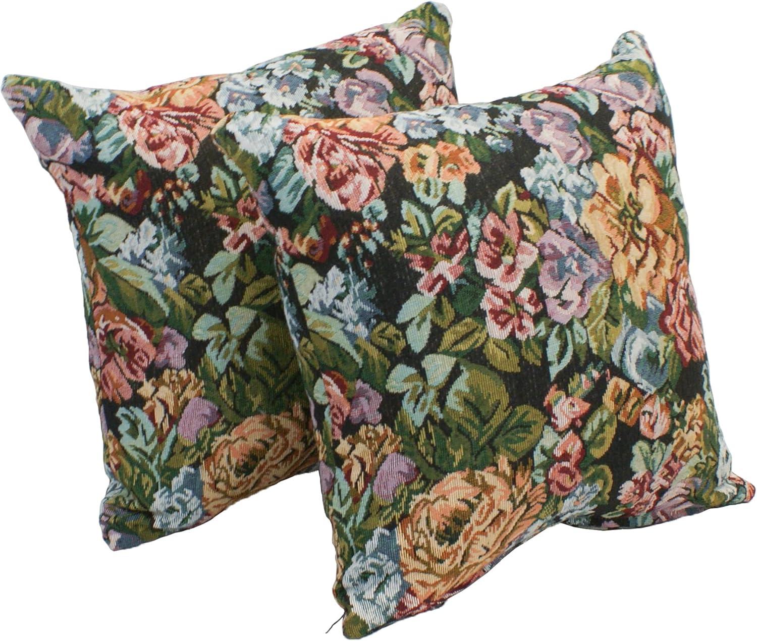 17" Floral Tapestry Throw Pillows Set of 2