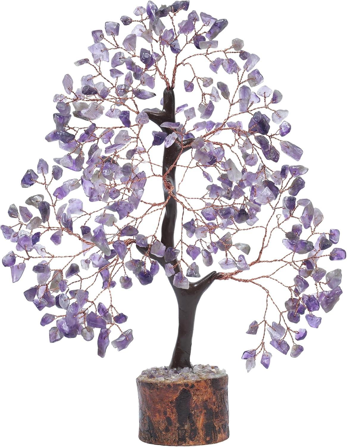 Amethyst Chakra Tree of Life - Crystal Tree for Positive Energy, Feng Shui Decor - Handmade Gemstone Tree, Good Luck Money Bonsai, Purple Healing Crystals, Meditation Stone, Spiritual Mystical Gift