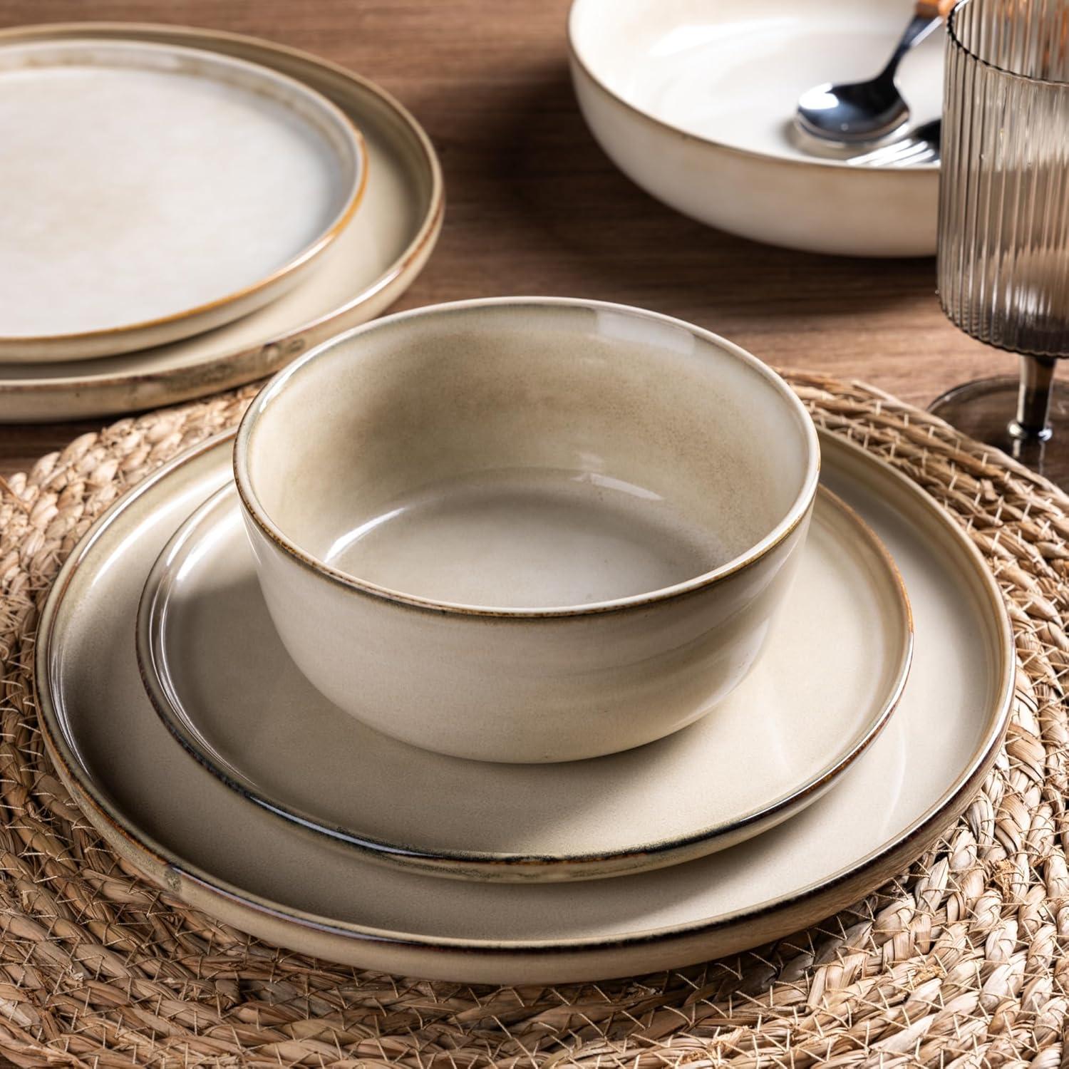 Beige Ceramic 10.5" Dinner Plates Set of 6