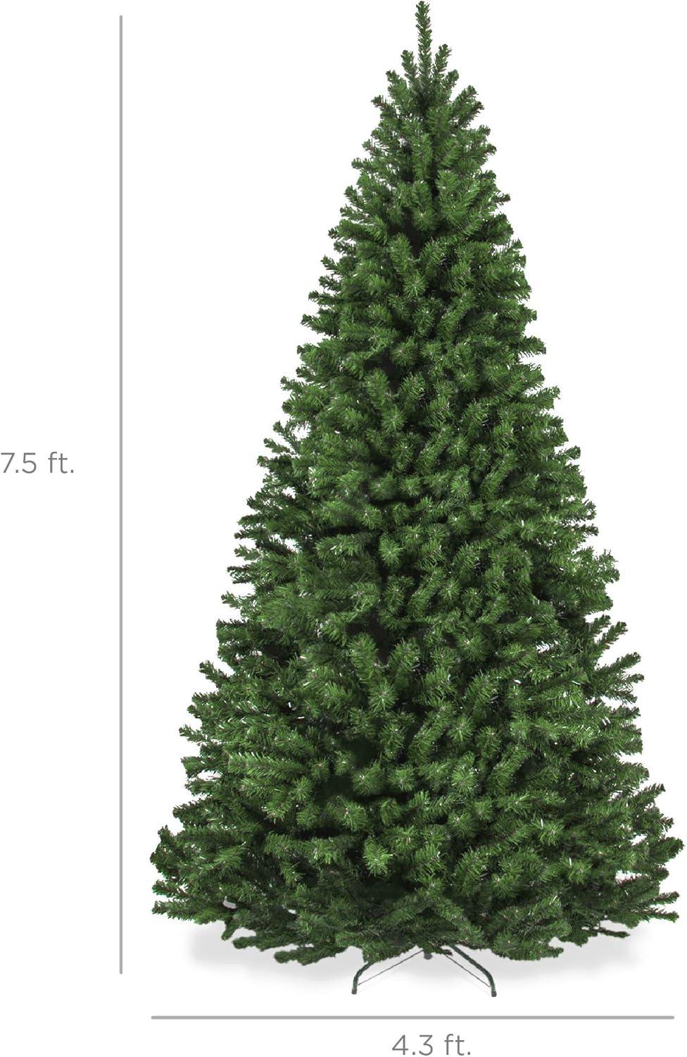 7.5ft Green Artificial Spruce Christmas Tree with Metal Stand