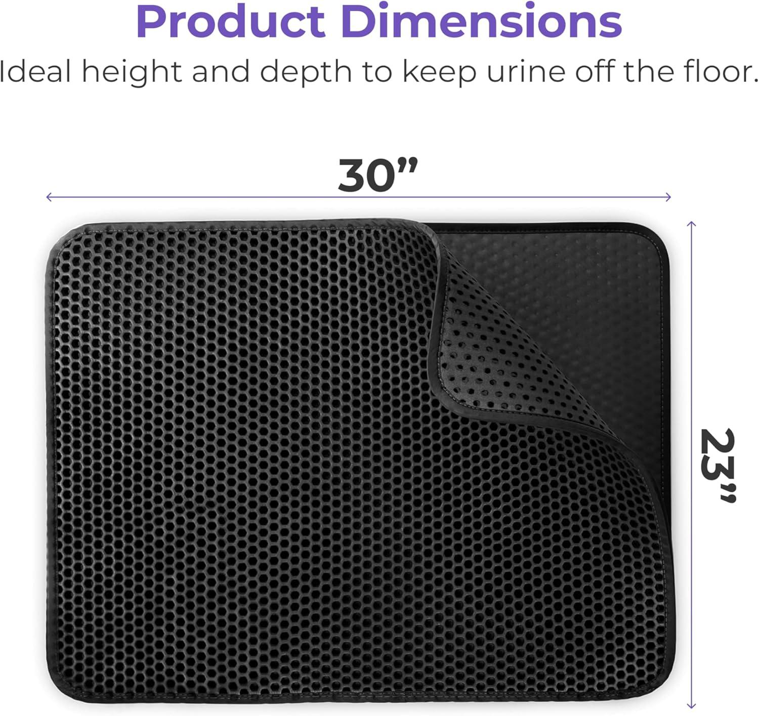 iPrimio 30" x 23" Large Cat Litter Trapper Mat, Black