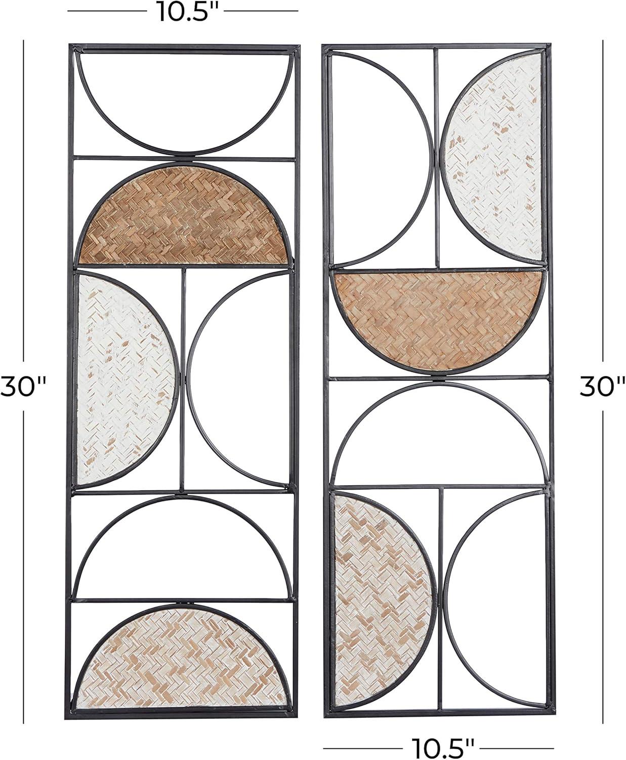 DecMode Brown Metal Carved Designs Geometric Wall Decor (2 Count)