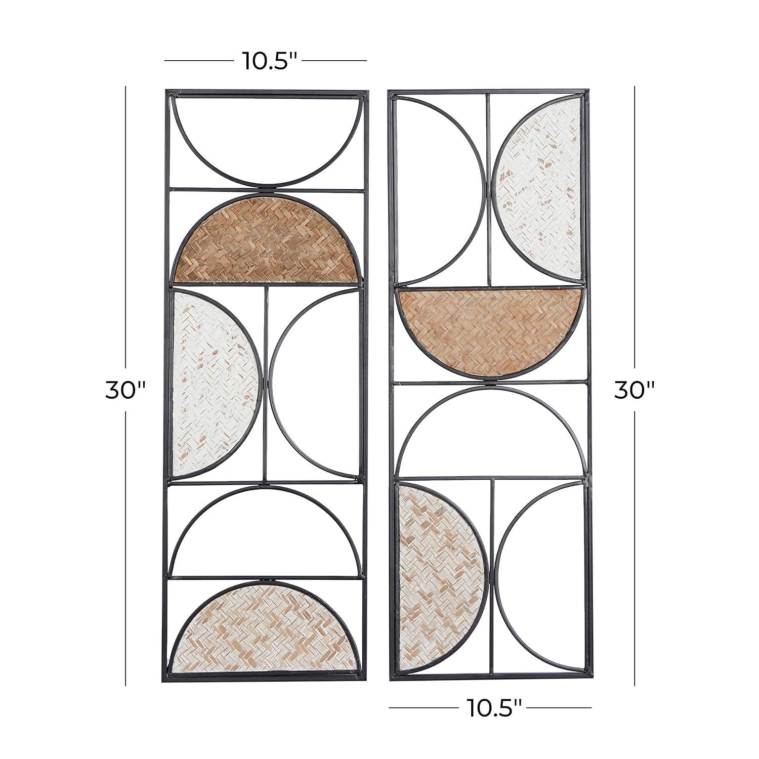 DecMode Brown Metal Contemporary Wall Decor, Set of 2