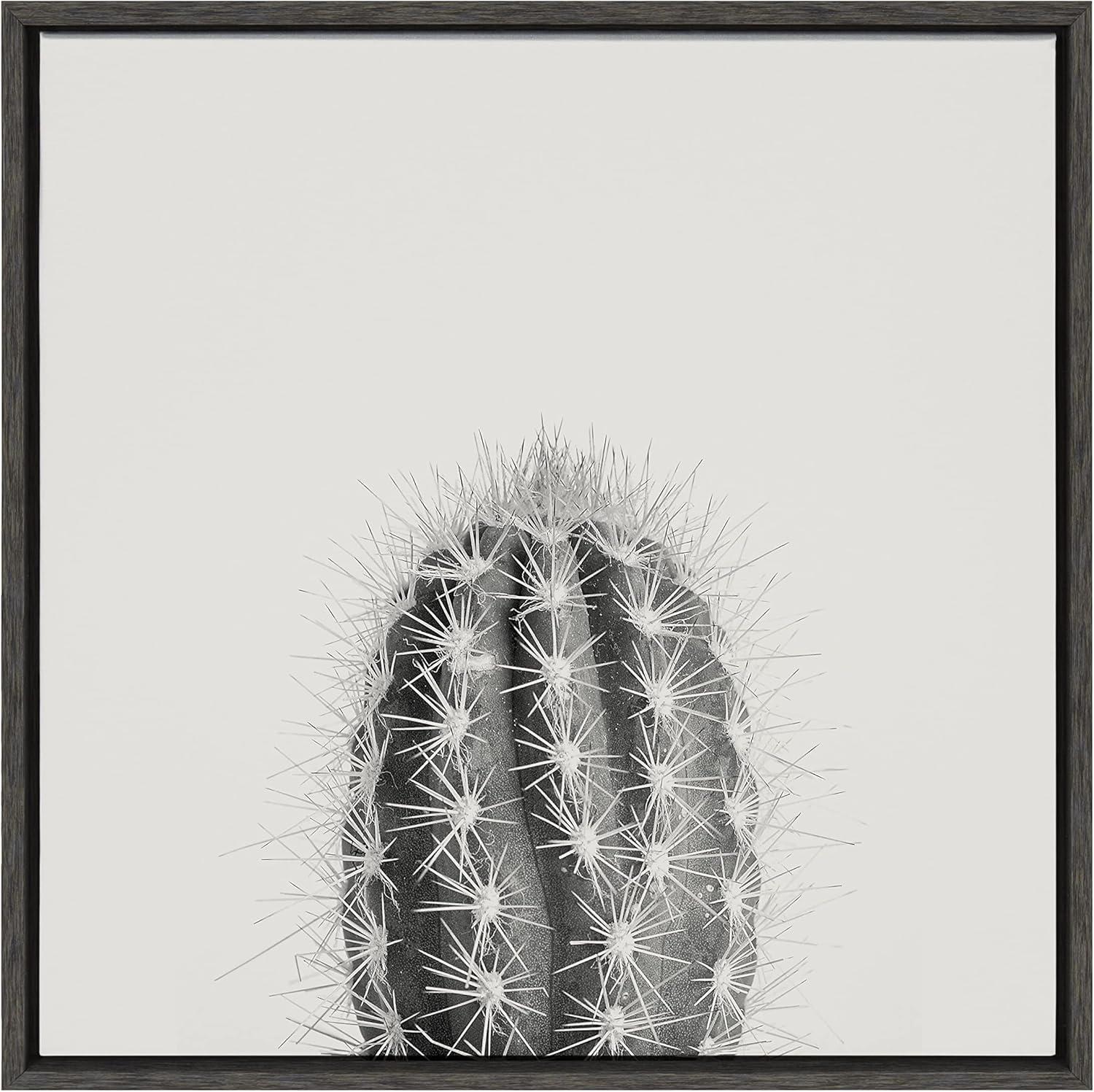 Kate and Laurel Sylvie Haze Cactus Succulent Tall Framed Canvas by The Creative Bunch Studio