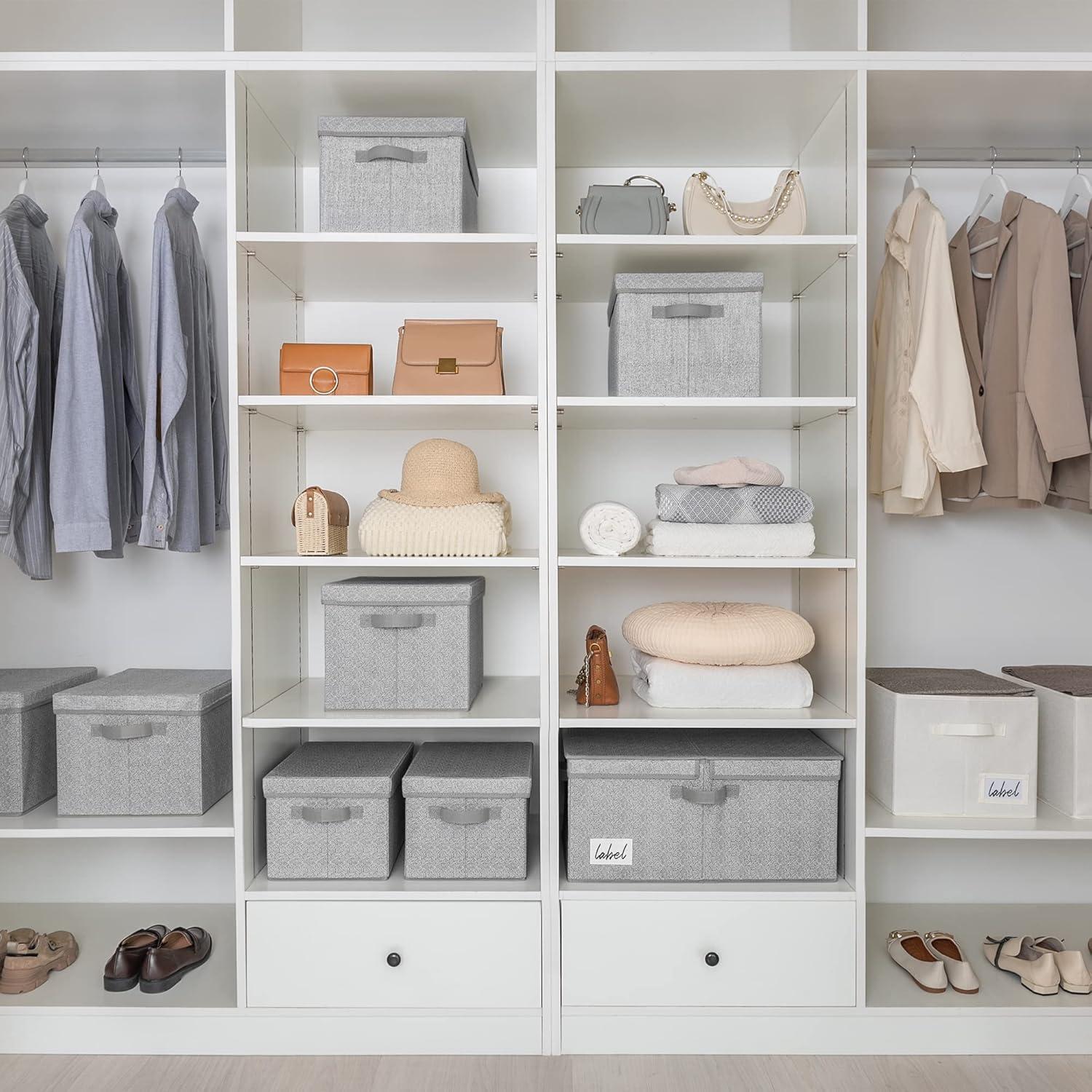 GRANNY SAYS Fabric Storage Bin with Lid, Decorative Storage Box, Extra Large Storage Baskets, Closet Organizer, Gray, 1-Pack