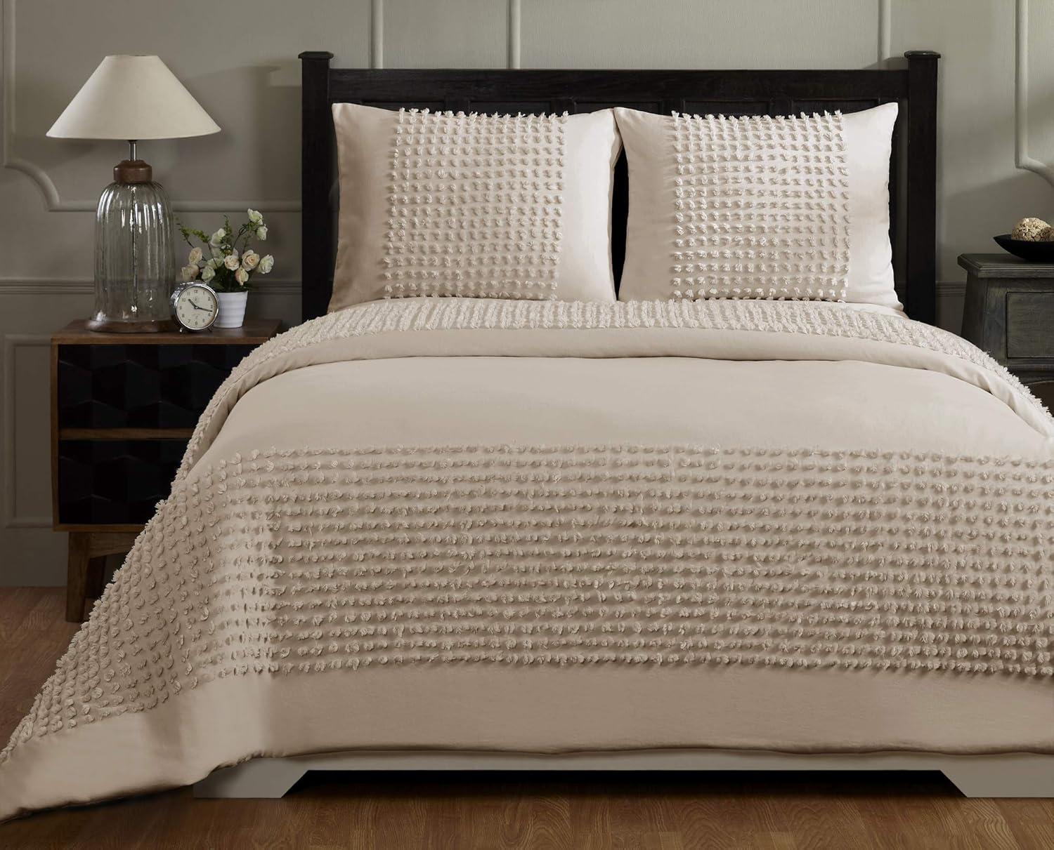 Better Trends Olivia Twin Comforter 68 in. X 90 in. with Standard Sham 20 in. X 26 in. Light Beige