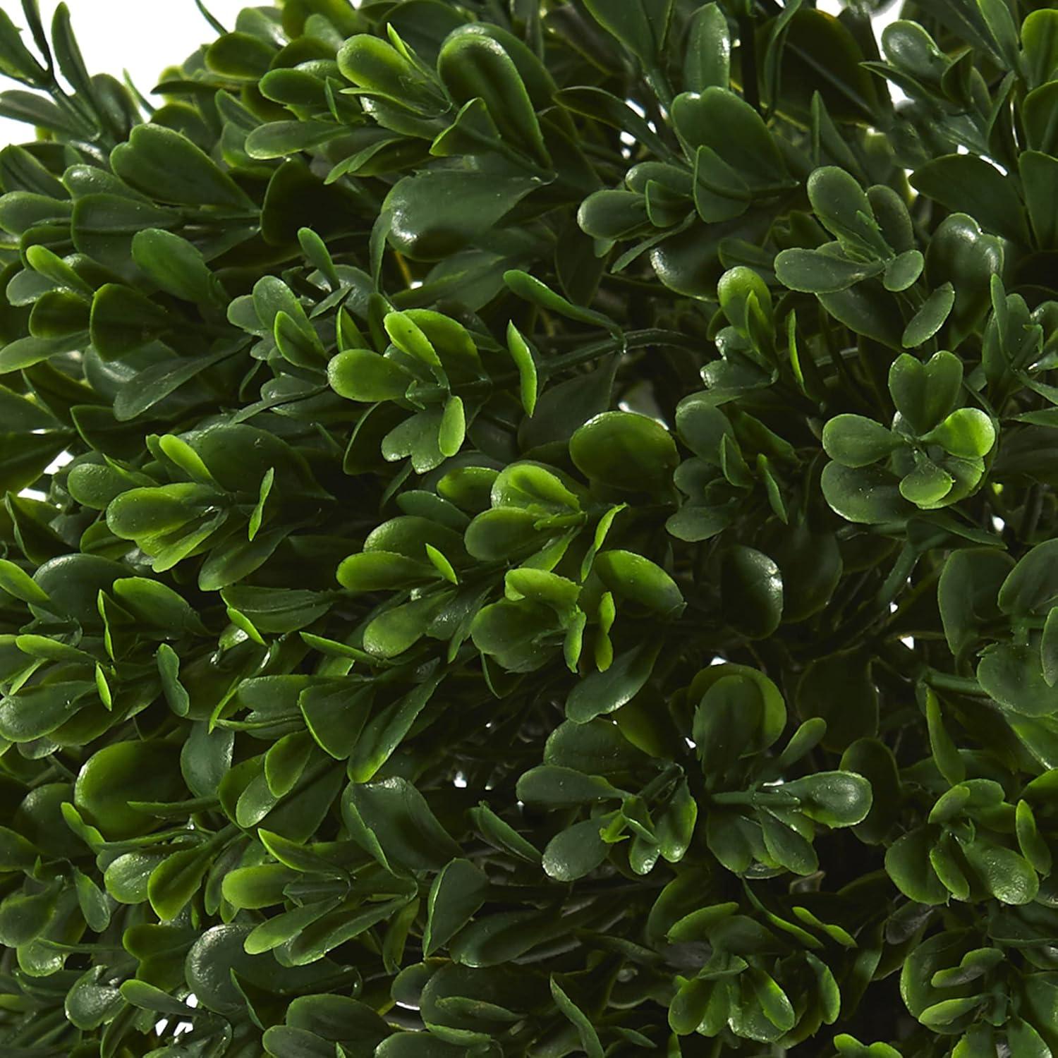 10" Indoor/Outdoor Boxwood Topiary Artificial Plant - Nearly Natural: Faux Greenery, Modern Decor, Freestanding Planter