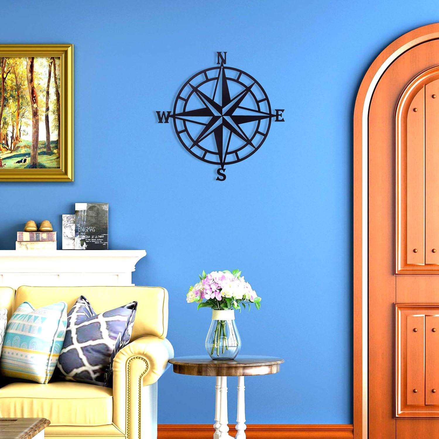 Apmemiss Clearance 11 Inches Metal Decorative Nautical Compass Wall Decor, Living Room Bedroom office Porch Garden Patio Signs Wall Hanging Art Beach theme Home Decoration