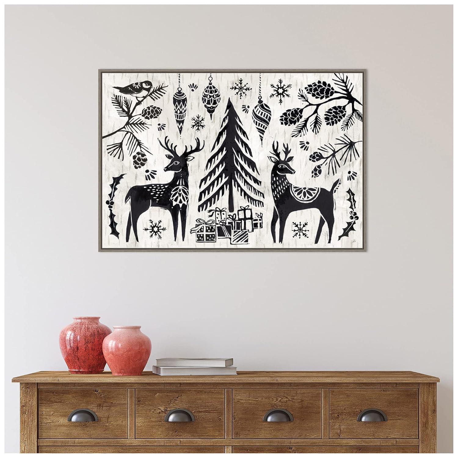 Amanti Art Woodcut Christmas I Framed Canvas Wall Art Print